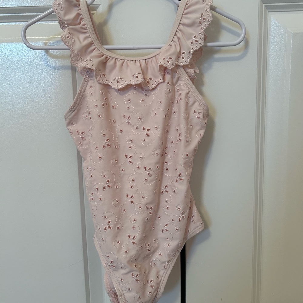 Little Me Pink Eyelet Ruffle Swimsuit, 24M